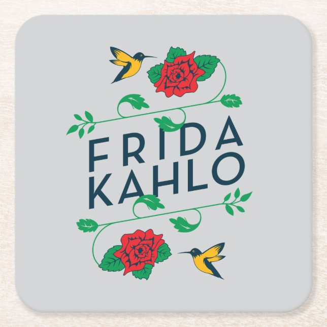 Frida Kahlo | blom- typografi Underlägg Papper Kvadrat (Framsidan)