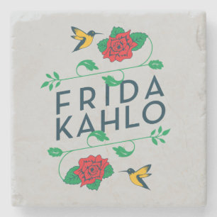 Frida Kahlo   blom- typografi Underlägg Sten