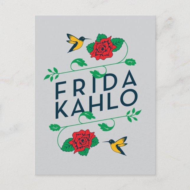 Frida Kahlo | blom- typografi Vykort (Framsida)