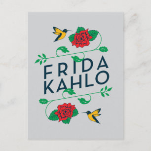 Frida Kahlo   blom- typografi Vykort