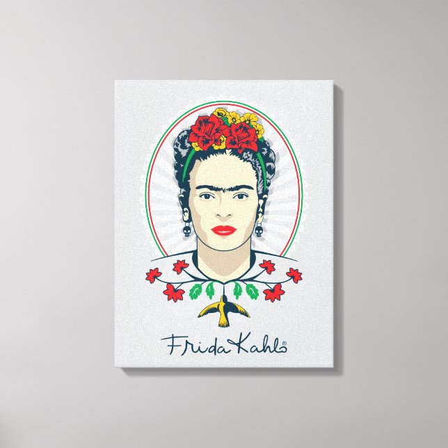 Frida Kahlo | Blommigt av Vintage Canvastryck (Framsida)