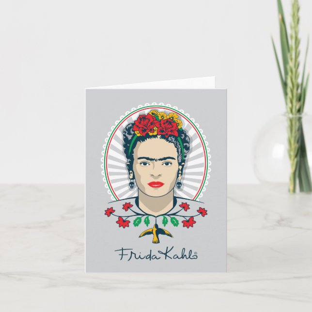 Frida Kahlo| Blommigt av Vintage Kort (Framsida)