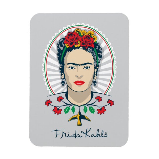 Frida Kahlo | Blommigt av Vintage Magnet (Vertikal)