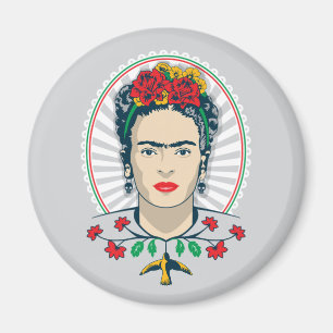 Frida Kahlo   Blommigt av Vintage Magnet