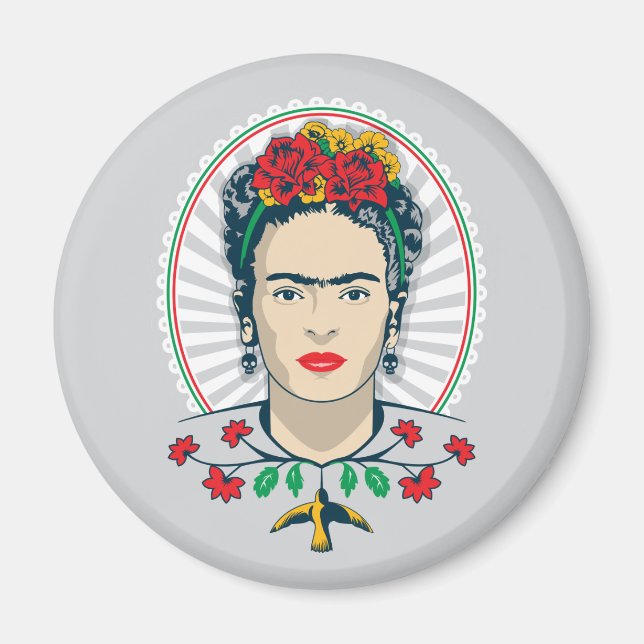 Frida Kahlo | Blommigt av Vintage Magnet (Framsidan)