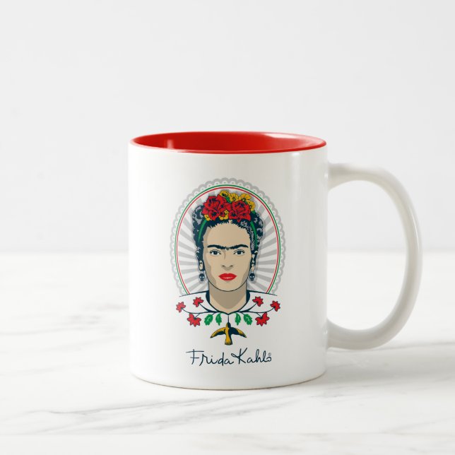 Frida Kahlo | Blommigt av Vintage Två-Tonad Mugg (Höger)