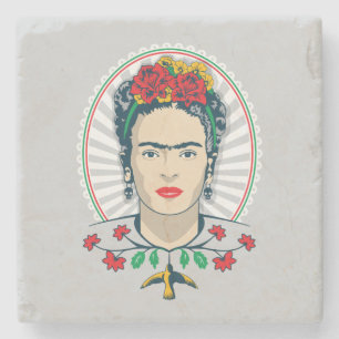 Frida Kahlo  Blommigt av Vintage Underlägg Sten