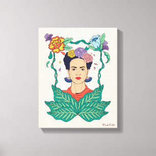 Frida Kahlo Blommigt Ram Graphic Canvastryck