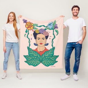 Frida Kahlo Blommigt Ram Graphic Fleecefilt