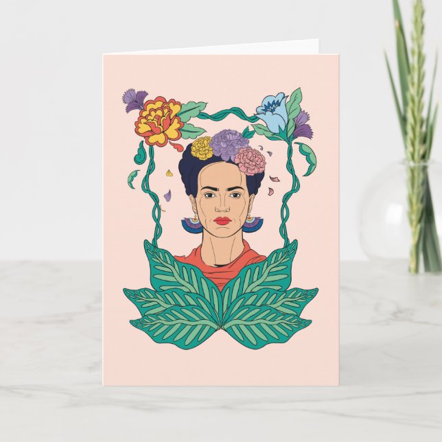 Frida Kahlo Blommigt Ram Graphic Kort (Framsida)