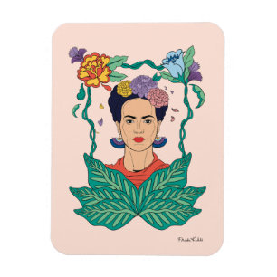 Frida Kahlo Blommigt Ram Graphic Magnet