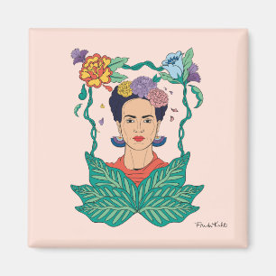 Frida Kahlo Blommigt Ram Graphic Magnet
