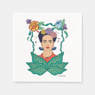 Frida Kahlo Blommigt Ram Graphic Pappersservett