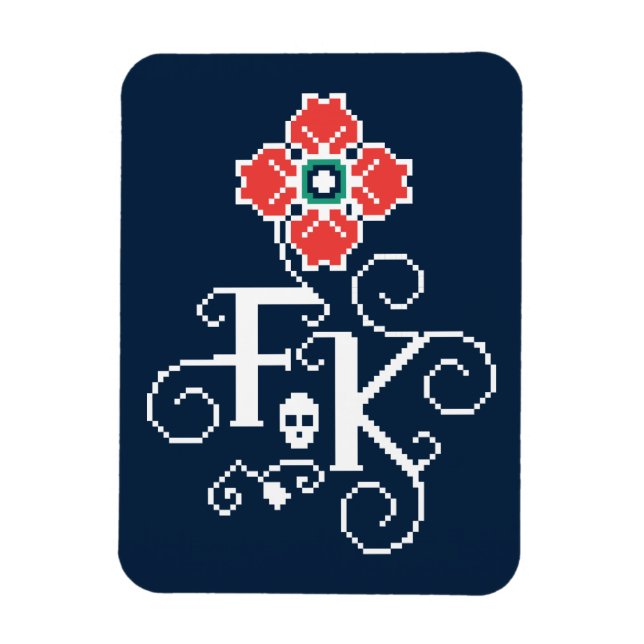 Frida Kahlo | Blommigt Tribute Magnet (Vertikal)