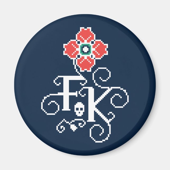 Frida Kahlo | Blommigt Tribute Magnet (Framsidan)