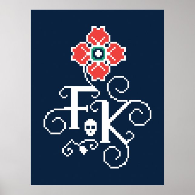 Frida Kahlo | Blommigt Tribute Poster (Framsidan)