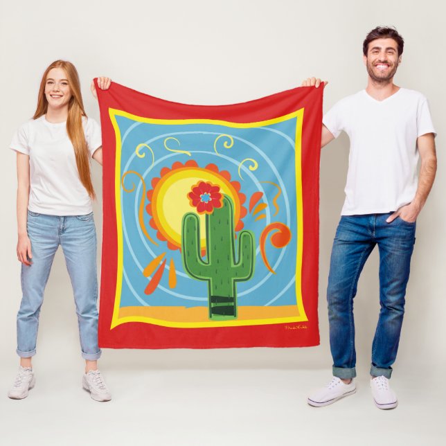 Frida Kahlo Cactus Graphic Fleecefilt (På plats)