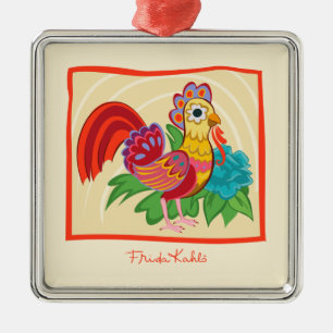 Frida Kahlo Chicken Graphic Julgransprydnad Metall