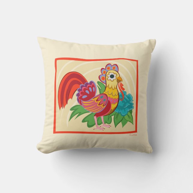 Frida Kahlo Chicken Graphic Kudde (Framsida)