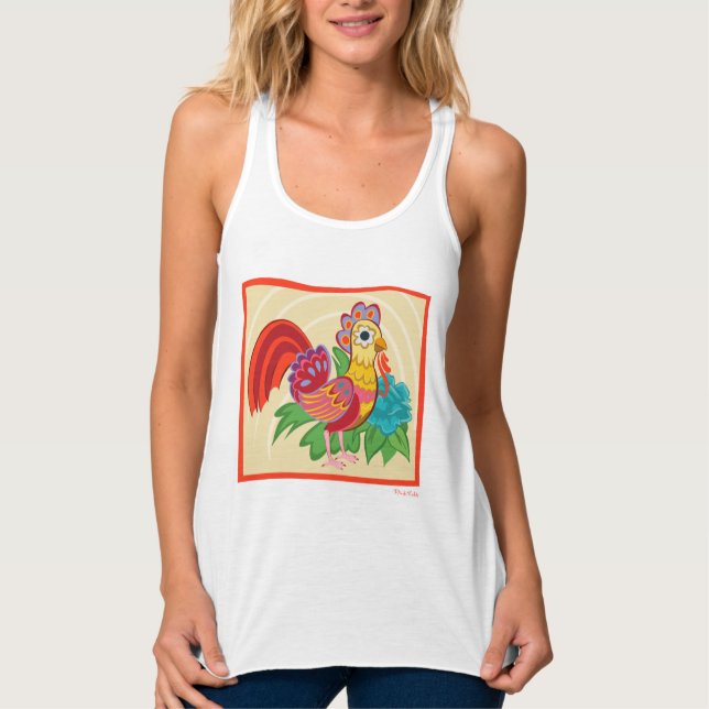Frida Kahlo Chicken Graphic Linne Med Racerback (Framsida)