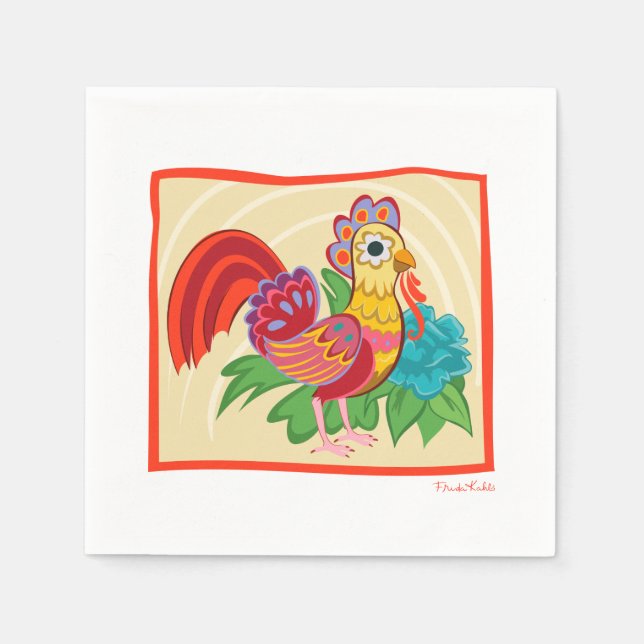 Frida Kahlo Chicken Graphic Pappersservett (Framsidan)