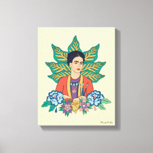 Frida Kahlo Colorful Blommigt Graphic Canvastryck