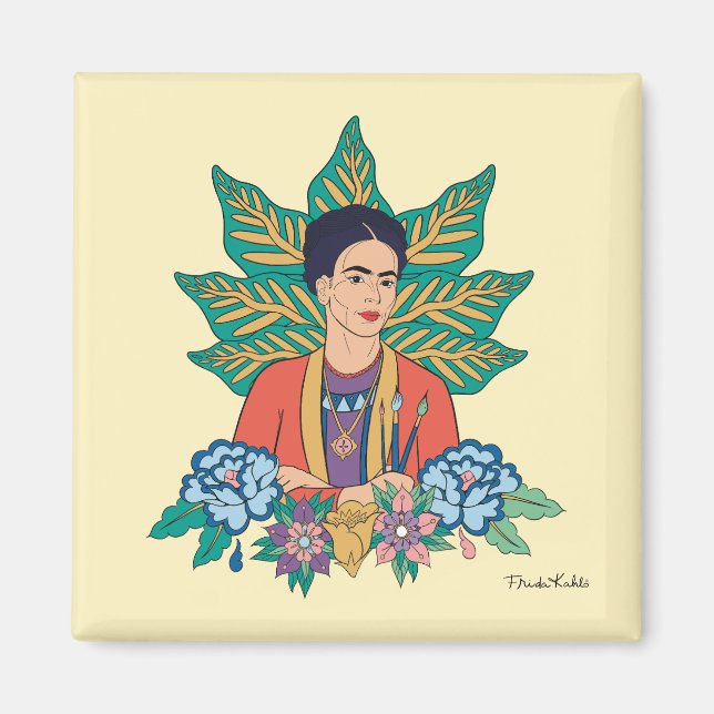 Frida Kahlo Colorful Blommigt Graphic Magnet (Framsidan)