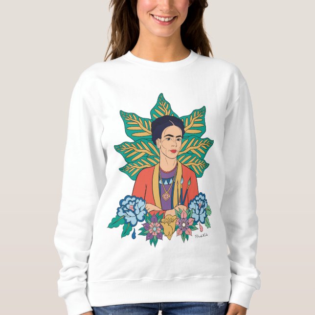 Frida Kahlo Colorful Blommigt Graphic T Shirt (Framsida)