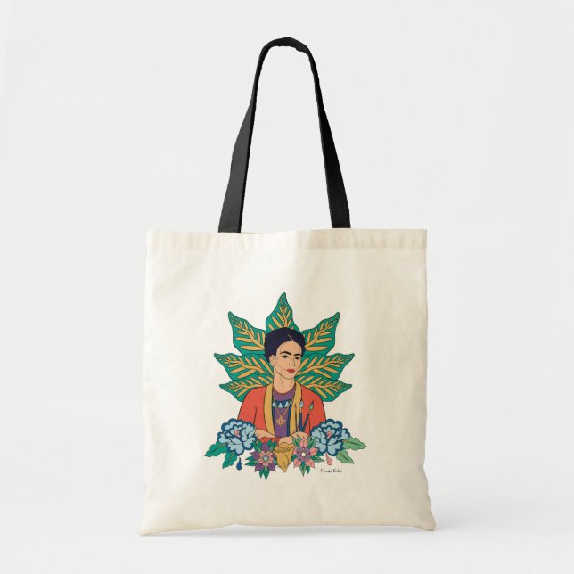 Frida Kahlo Colorful Blommigt Graphic Tygkasse (Framsidan)
