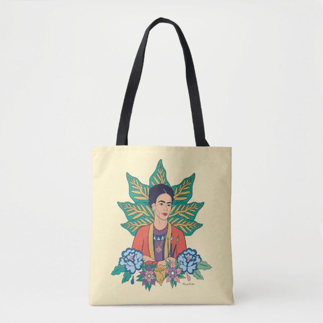 Frida Kahlo Colorful Blommigt Graphic Tygkasse (Framsida)