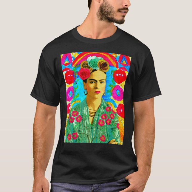 Frida Kahlo Colorful Blommigt   T Shirt (Framsida)