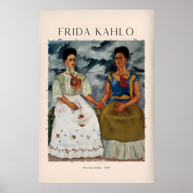 Frida Kahlo De två Fridor Berömd Konsttryck Poster (Framsidan)