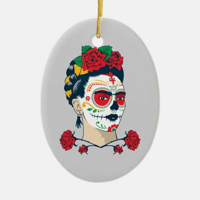 Frida Kahlo | El Día de los Muertos Julgransprydnad Keramik (Framsidan)
