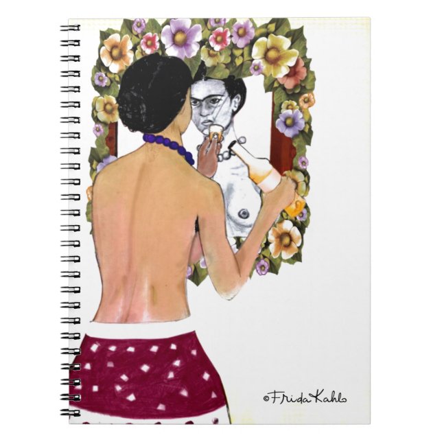 Frida Kahlo en el Espejo Porträtt Anteckningsbok Med Spiral (Framsidan)