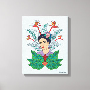 Frida Kahlo   Fåglar med Paradise Blommigt Graphic Canvastryck