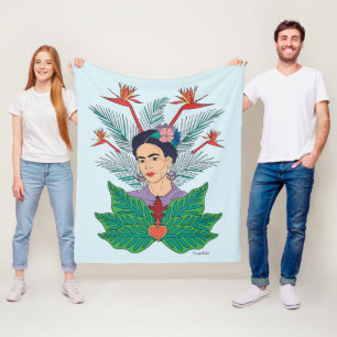 Frida Kahlo   Fåglar med Paradise Blommigt Graphic Fleecefilt