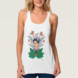 Frida Kahlo   Fåglar med Paradise Blommigt Graphic Linne Med Racerback