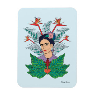 Frida Kahlo   Fåglar med Paradise Blommigt Graphic Magnet