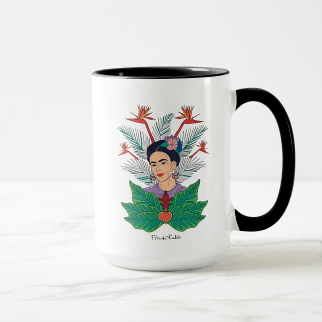 Frida Kahlo | Fåglar med Paradise Blommigt Graphic Mugg (Höger)
