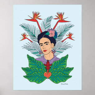 Frida Kahlo   Fåglar med Paradise Blommigt Graphic Poster