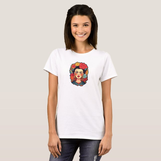 Frida Kahlo Feminist Gift T Shirt (Hel framsida)