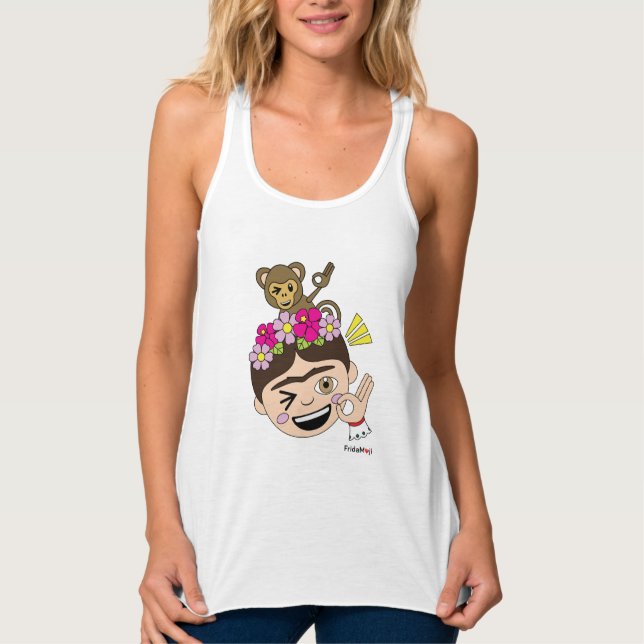 Frida Kahlo | FridaMoji - A OK Linne Med Racerback (Framsida)