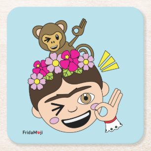 Frida Kahlo   FridaMoji - A OK Underlägg Papper Kvadrat