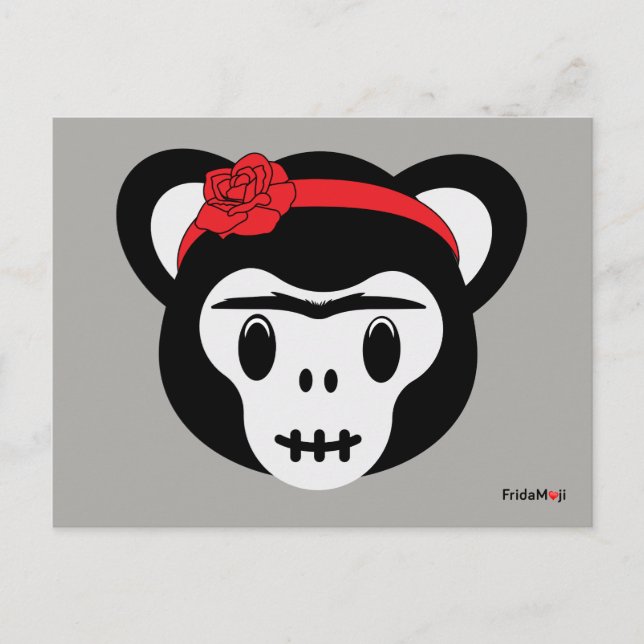 Frida Kahlo | FridaMoji - Day of the dead Monkey Vykort (Framsida)