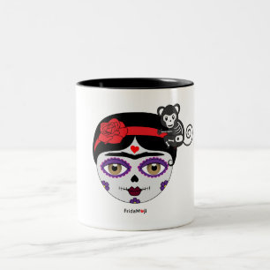Frida Kahlo   FridaMoji - day of the dead Två-Tonad Mugg
