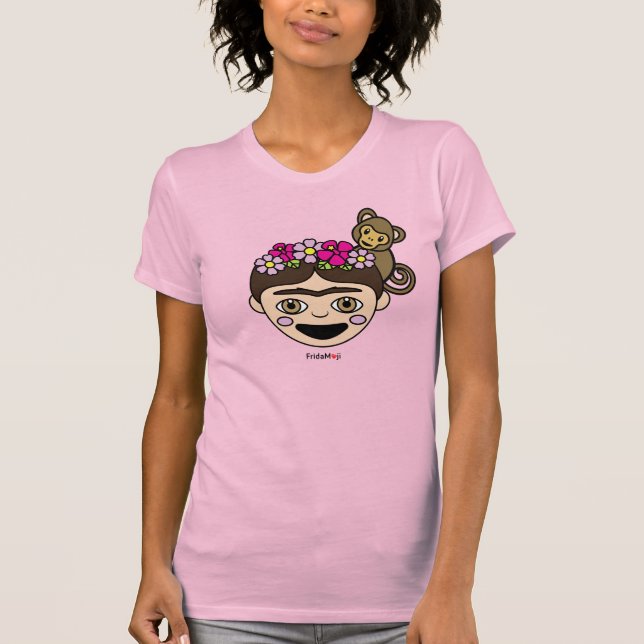 Frida Kahlo | FridaMoji - Lycklig Frida T Shirt (Framsida)