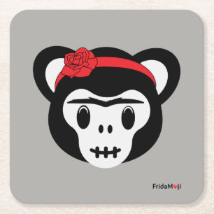 Frida Kahlo FridaMoji - Monkey Day of the dead Underlägg Papper Kvadrat