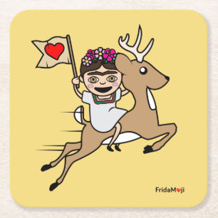 Frida Kahlo   FridaMoji - Reindeer Underlägg Papper Kvadrat