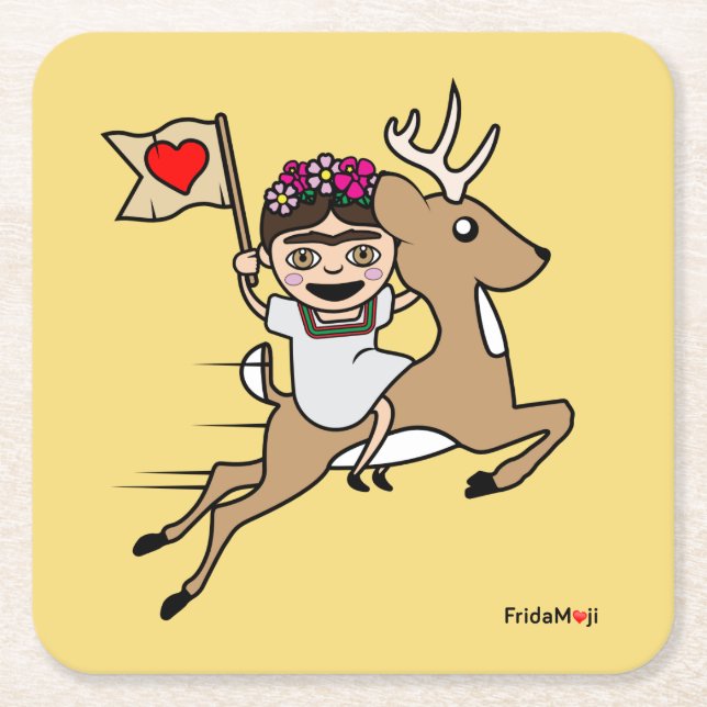 Frida Kahlo | FridaMoji - Reindeer Underlägg Papper Kvadrat (Framsidan)