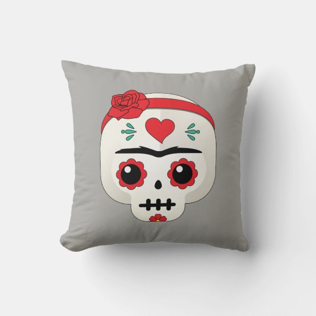 Frida Kahlo | FridaMoji - sockerskalle Kudde (Framsida)